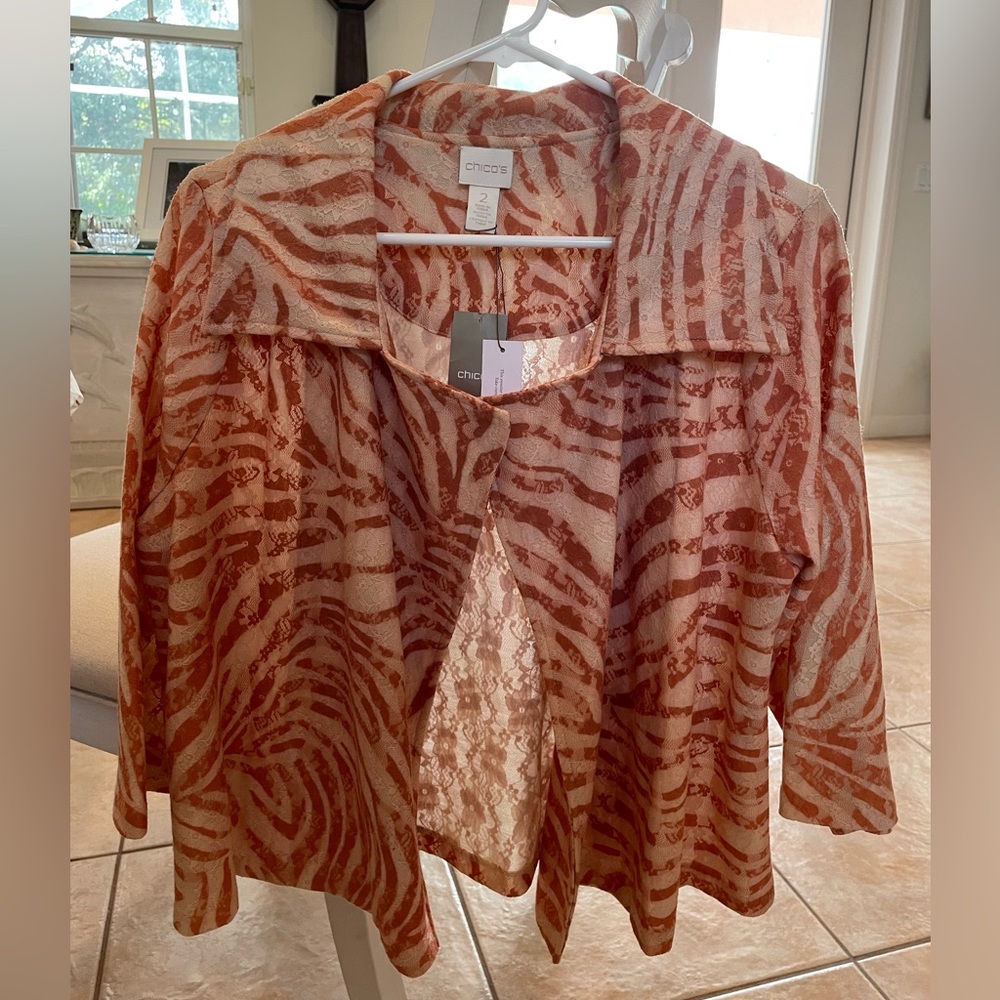 Chicos Zebra Lace Cardigan